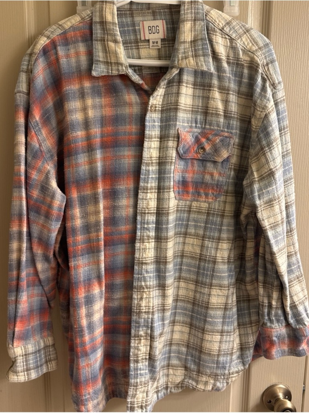BDG urban outfitters Two-Tone Plaid Flannel Shirt - Blue & Orange